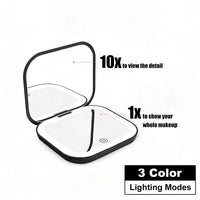 Compact Mirror with Lights, 1X/2X Magnification Portable Folding Handheld Small Pocket LED Travel Makeup Mirror for Gift, Purse
