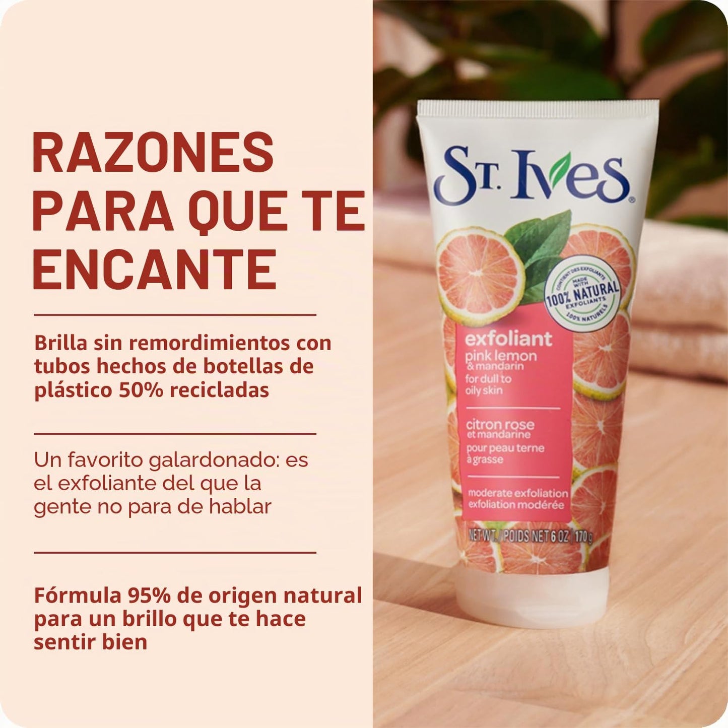 St Ives - Exfoliante De Piel Radiante, Color Rosa Limón Y Naranja (150 Ml)