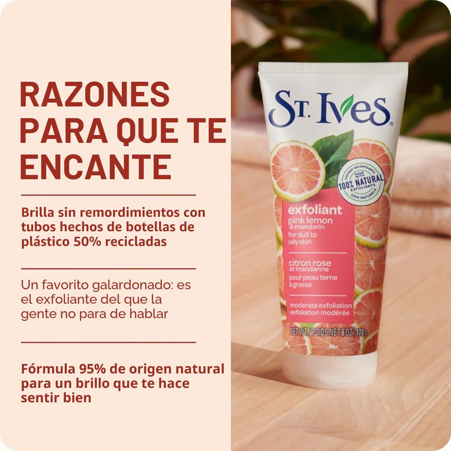 St Ives - Exfoliante De Piel Radiante, Color Rosa Limón Y Naranja (150 Ml)