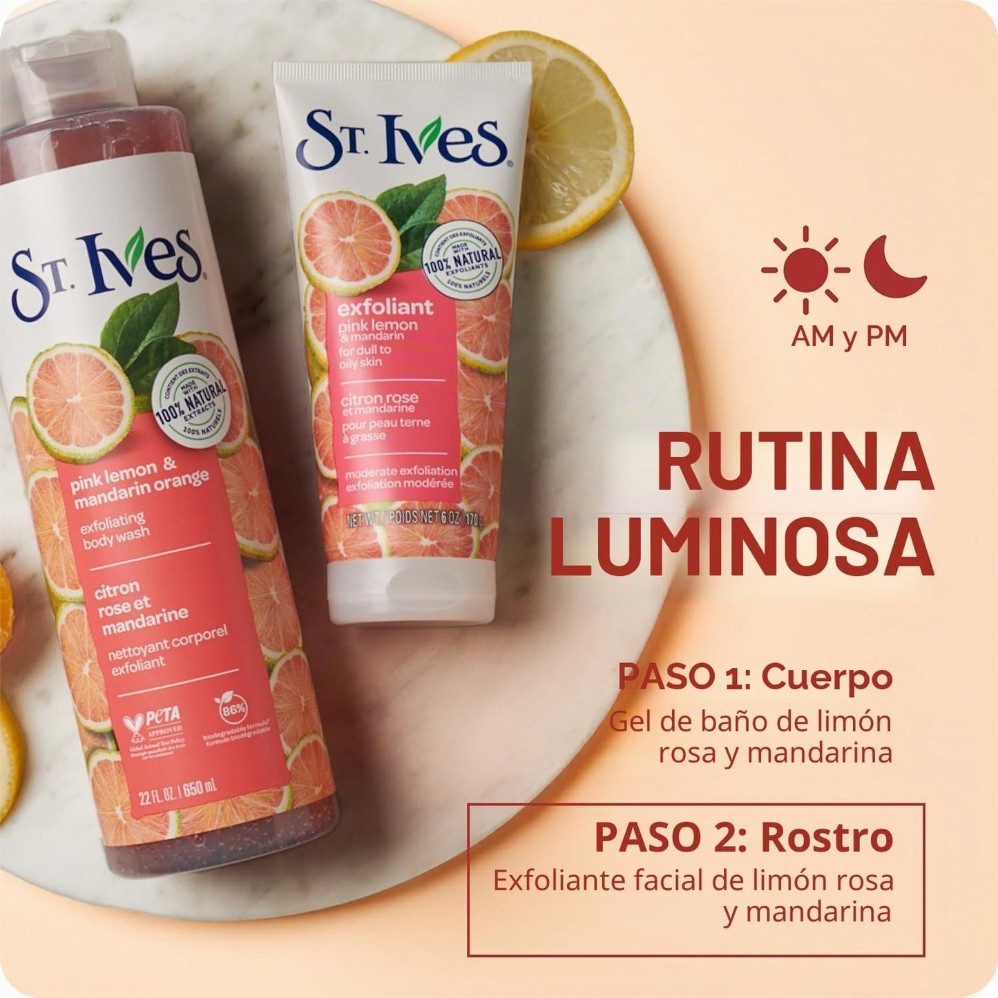 St Ives - Exfoliante De Piel Radiante, Color Rosa Limón Y Naranja (150 Ml)
